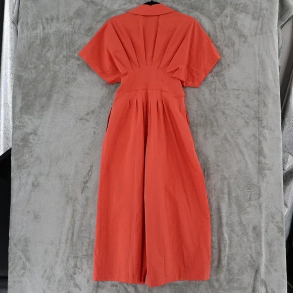 Exquise Jumpsuit Women XSP Pink Wide Leg Button Front Pleated Waist Short Sleeve - Picture 3 of 16